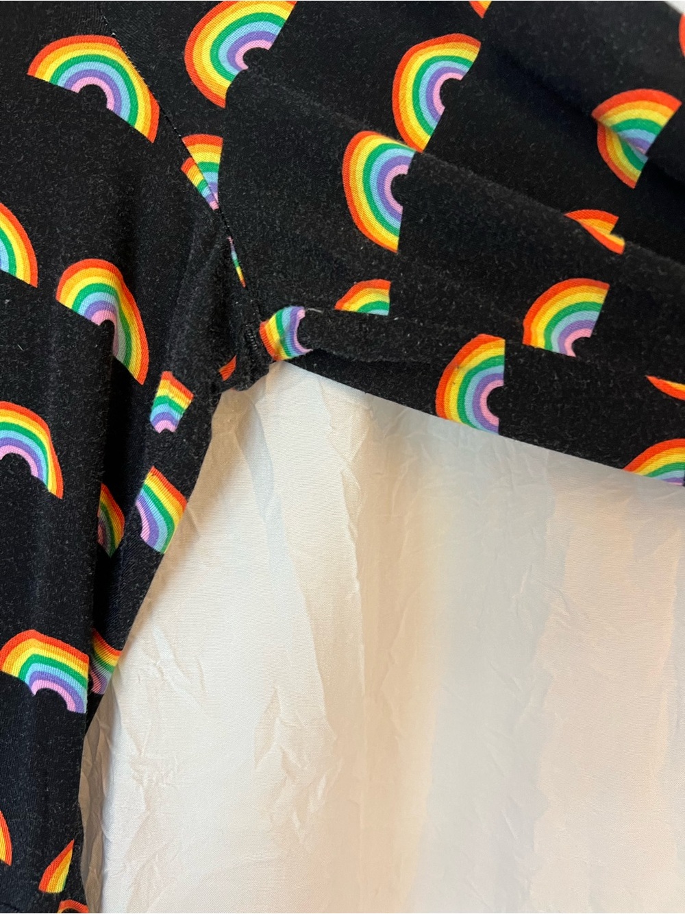 ModCloth Rainbow Long Sleeve Peplum Mock Neck top - Picture 4 of 6